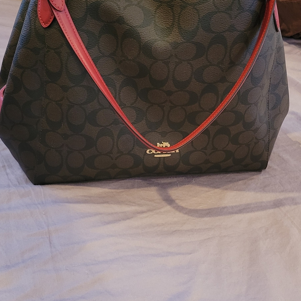 Coach Signature Tote Bag - Black and Red